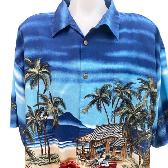 Big Dogs Hawaiian Shirt 3X  Beach Car & Palm Tree Print Rayon Fabric - Picture 3 of 11